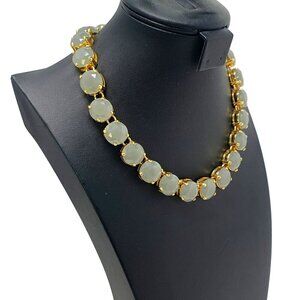 J.Crew Princess Necklace Pale Green Faceted Stones & Adjustable Gold Chain